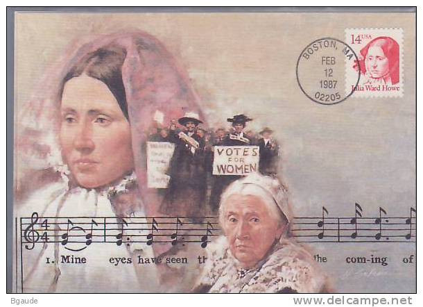 ETATS UNIS CARTE MAXIMUM NUM.YVERT 1701 JULIA WARD HOWE - Maximum Cards