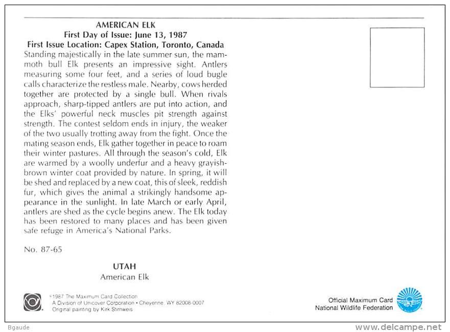 ETATS-UNIS  CARTE MAXIMUM   NUM.YVERT 1760  FAUNE ANIMAUX SAUVAGES MAMMIFERES OISEAUX INSECTES RAPACES - Maximum Cards