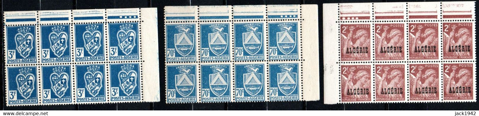 Algérie Yvert N° 188,194 Et 234-  Armoiries De Constantine, Alger Et Type Iris - Blocs De 8 - Unused Stamps