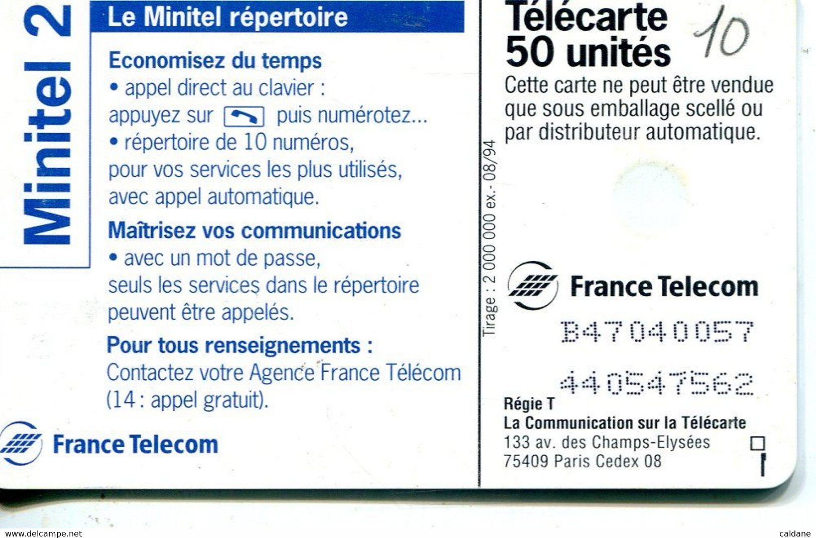 TELECARTE  France Telecom  50. UNITES - Opérateurs Télécom