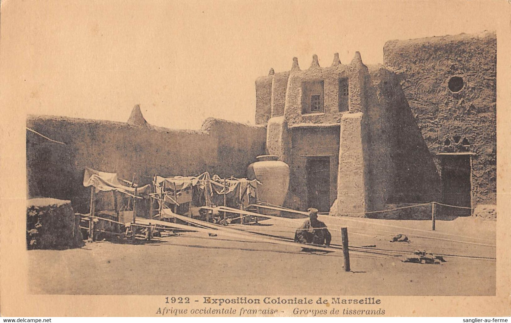 CPA 13 EXPOSITION COLONIALE DE MARSEILLE AFRIQUE OCCIDENTALE FRANCAISE GROUPE DE TISSERANDS (cpa Rare - Exposiciones Coloniales 1906 - 1922