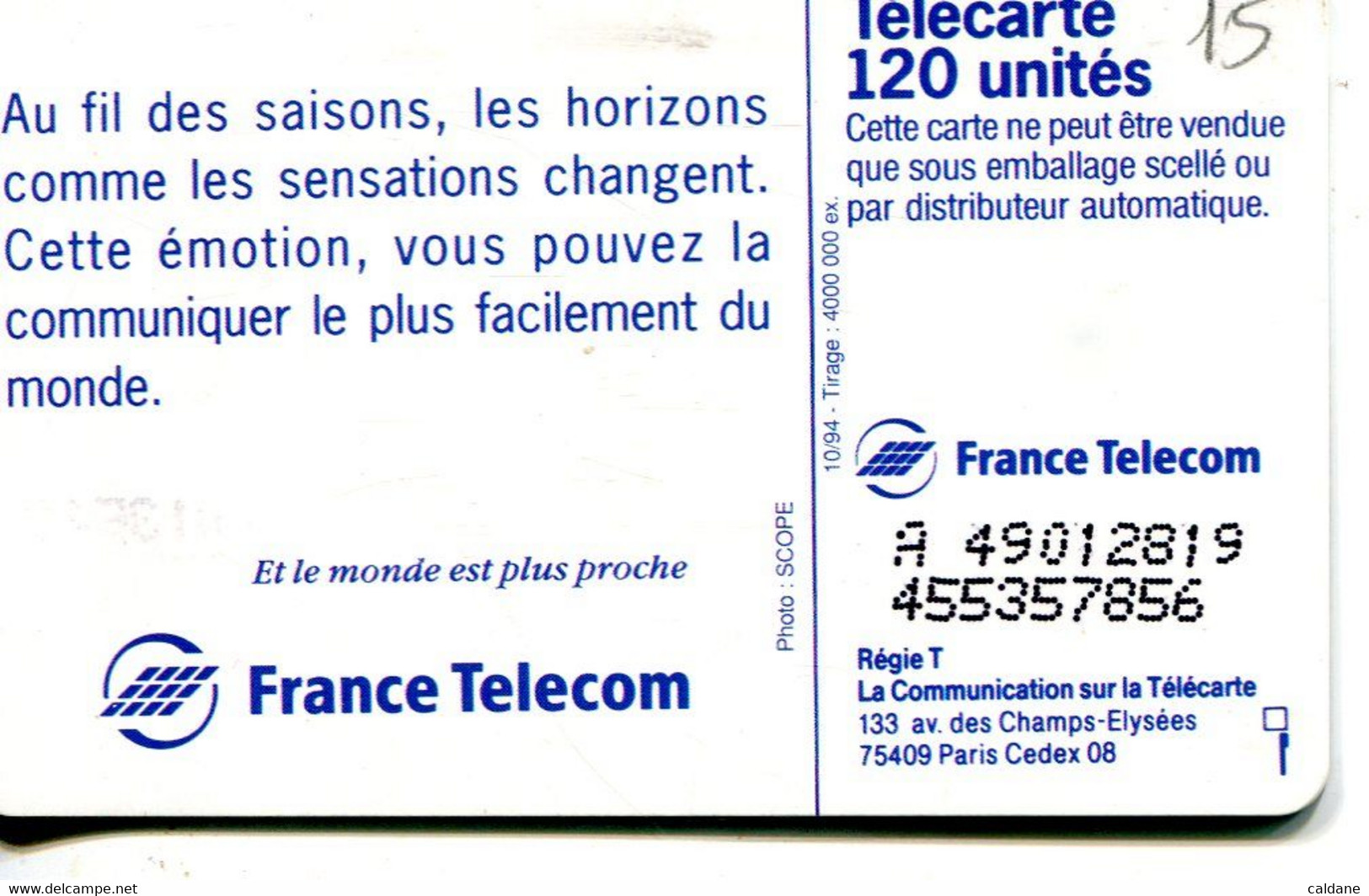 TELECARTE  France Telecom  120  UNITES.         4.00.000.  EX - Opérateurs Télécom