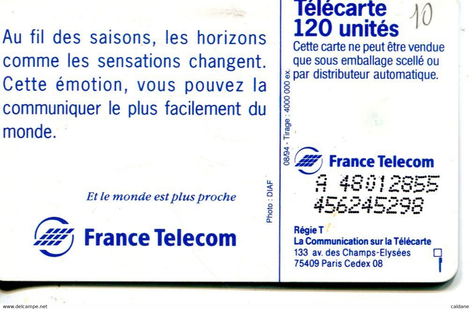 TELECARTE  France Telecom  120  UNITES.         4.00.000.  EX - Opérateurs Télécom