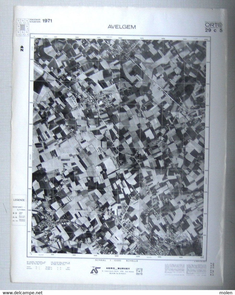 AVELGEM OTEGEM HEESTERT INGOOIGEM In 1971 GROTE LUCHT-FOTO 63x48cm KAART ORTO PLAN 1/10.000 CARTOGRAPHIE AERIENNE R263 - Avelgem