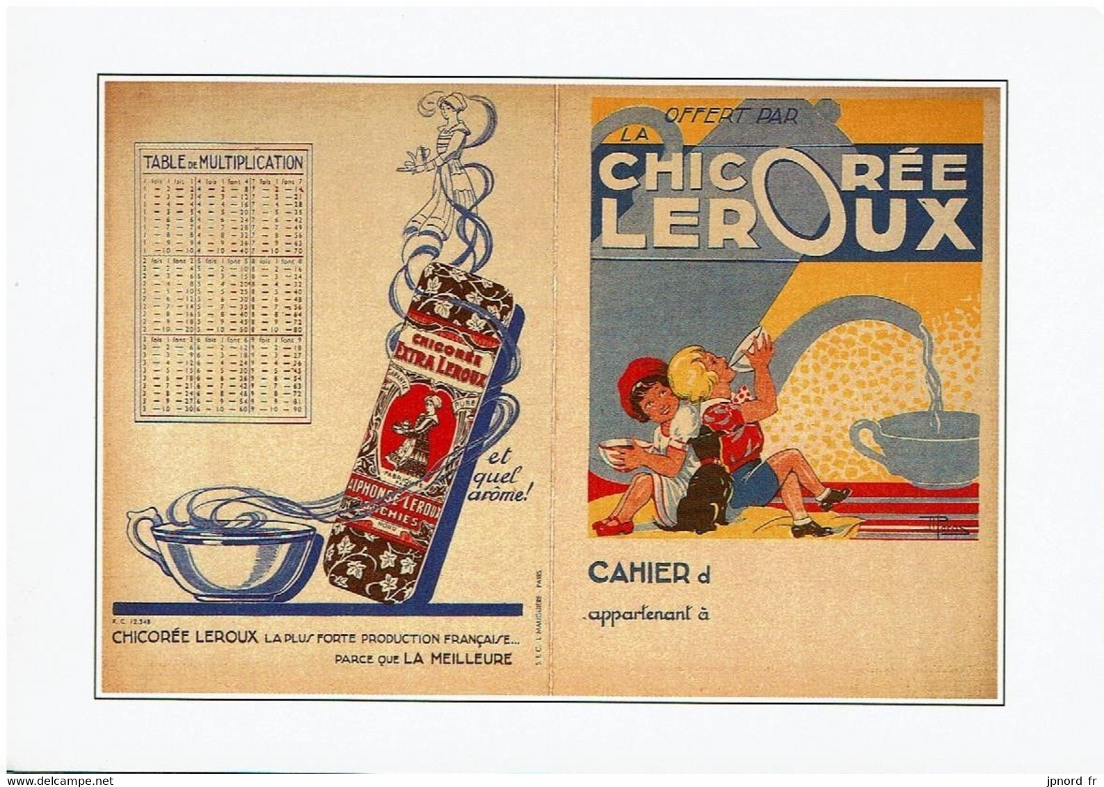 Chicorée Leroux, Reproduction D'un Protège Cahier - éditions Floriscope - Neuve - Advertising