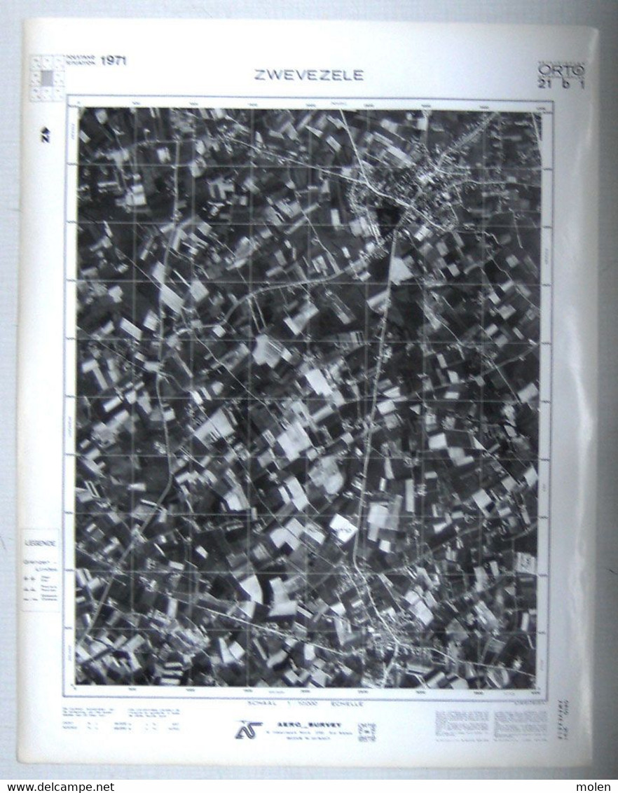 ZWEVEZELE KOOLSKAMP Toestand In 1971 GROTE LUCHT-FOTO 63x48cm KAART ORTO PLAN 1/10.000 CARTOGRAPHIE PHOTO AERIENNE R262 - Wingene