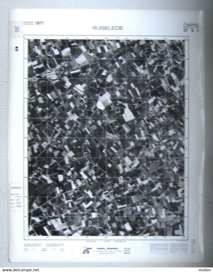 RUISELEDE Toestand In 1971 GROTE LUCHT-FOTO 63x48cm KAART ORTO PLAN 1/10.000 CARTOGRAPHIE PHOTO AERIENNE CARTE R259 - Ruiselede