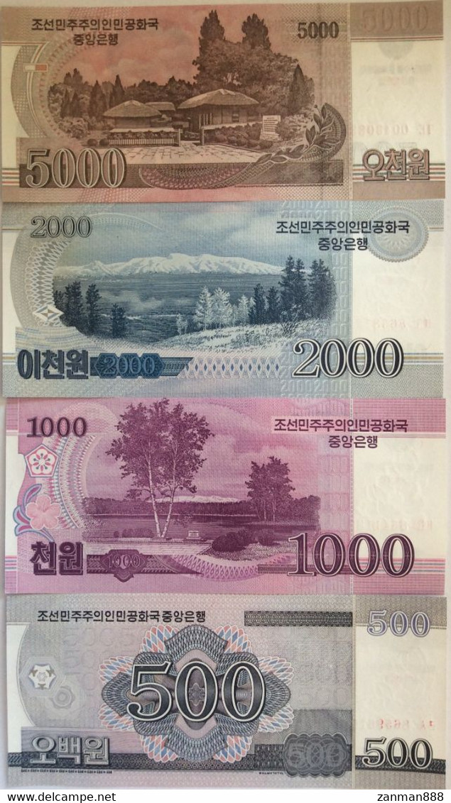 North Korea 5-5000 Won 9 UNC Commemorative Banknotes 2002-2013 100th Anniversary Of Kim Il Sung's Birthday - Corea Del Nord