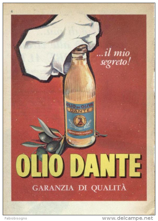 1964/65 -  DANTE  Olio Di Oliva  -  4  Pag.  Pubblicità Cm. 13 X 18 - Affiches