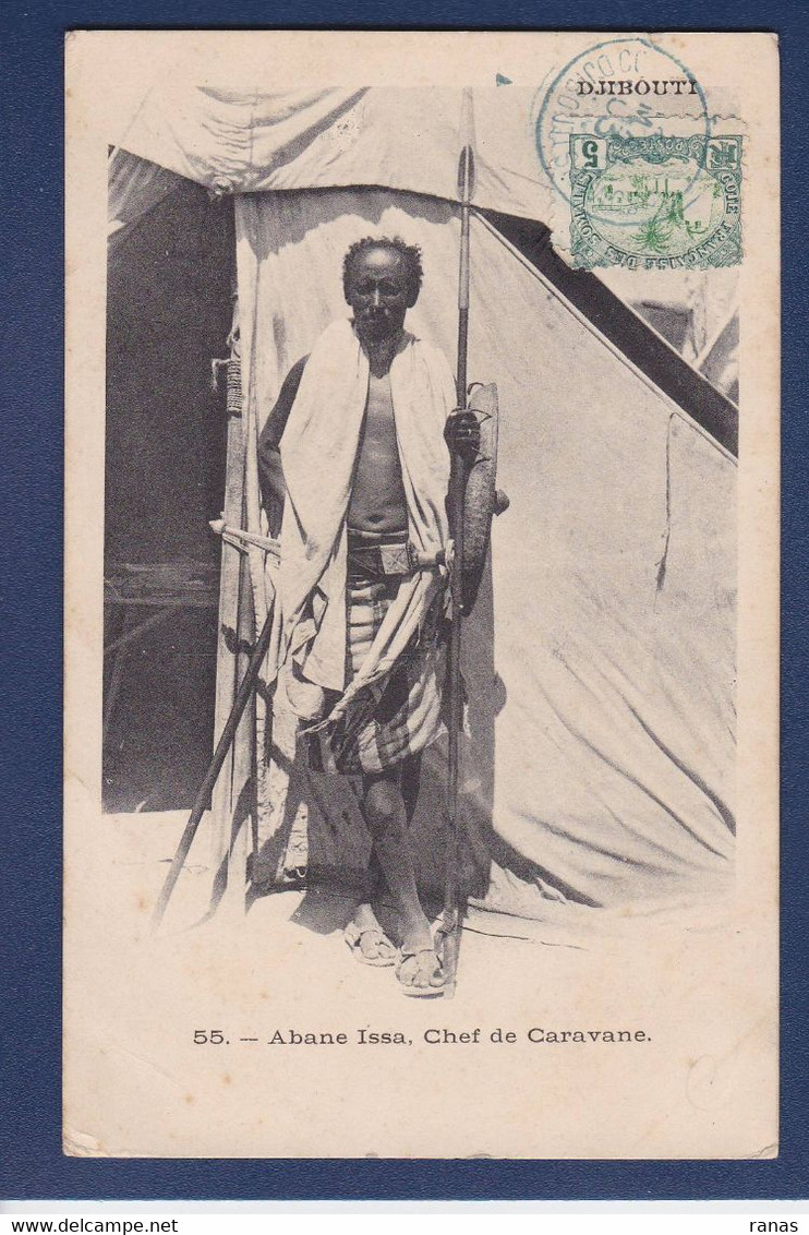 CPA Djibouti Type Ethnic Afrique Noire Circulé Abane Issa Voir Dos - Djibouti