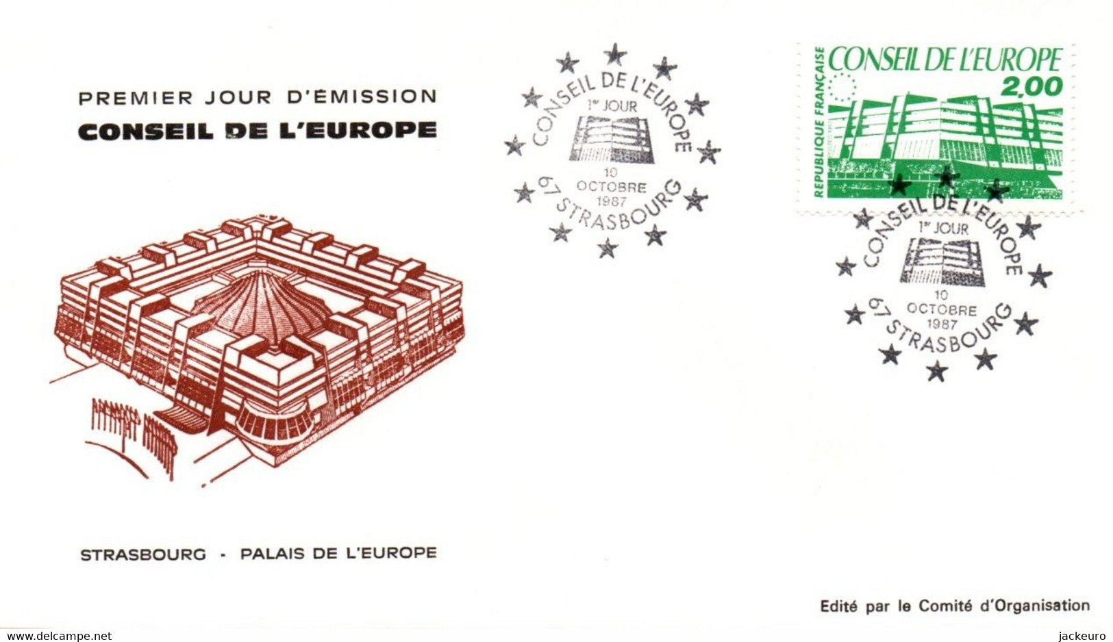 G177  Lettre FDC Du Timbre Du Conseil De L'Europe De 1987 Avec Le Cachet 1er Jour Du 10 X 1987. - EU-Organe