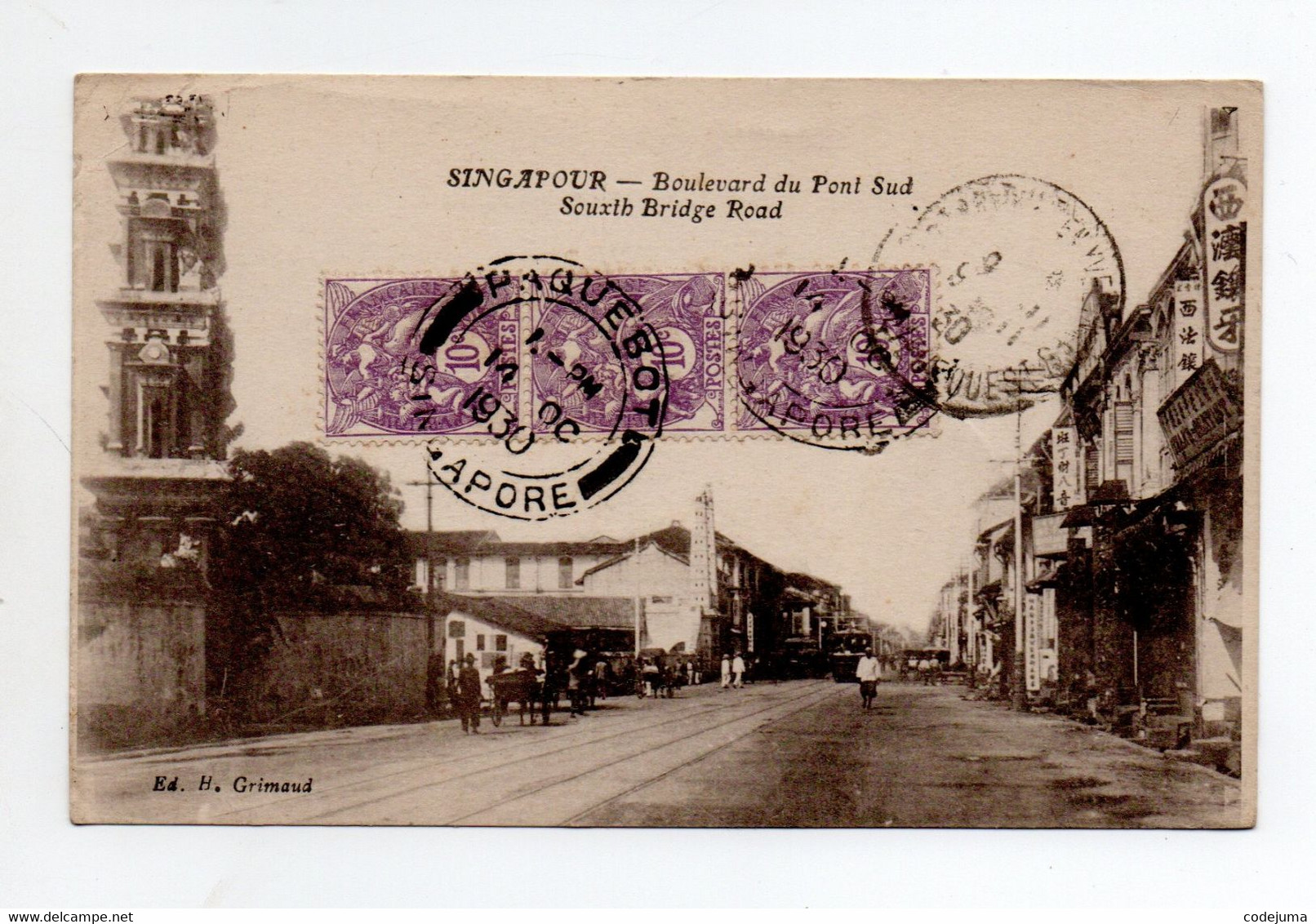 Singapour : Boulevard Du Pont Sud  1930 - Singapour