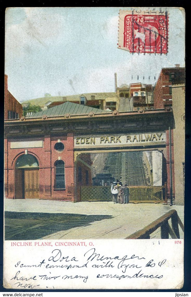 Cpa Usa  Cincinnati Incline Plane , Eden Park Railway  -- Cachet Chine Tangku      AVR21-27 - Cincinnati