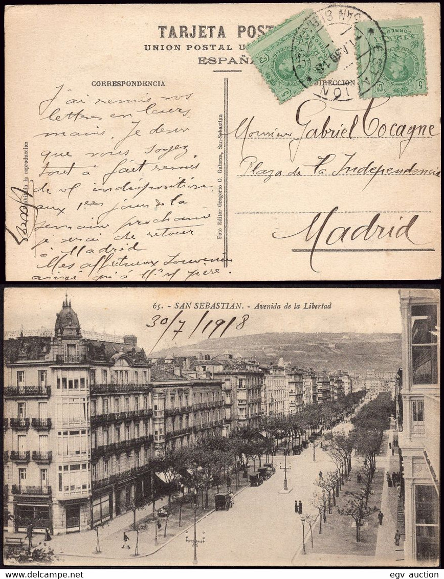 España - Edi O TP 268(2) - Postal Mat "Estación San Sebastián" A Madrid - Cartas & Documentos