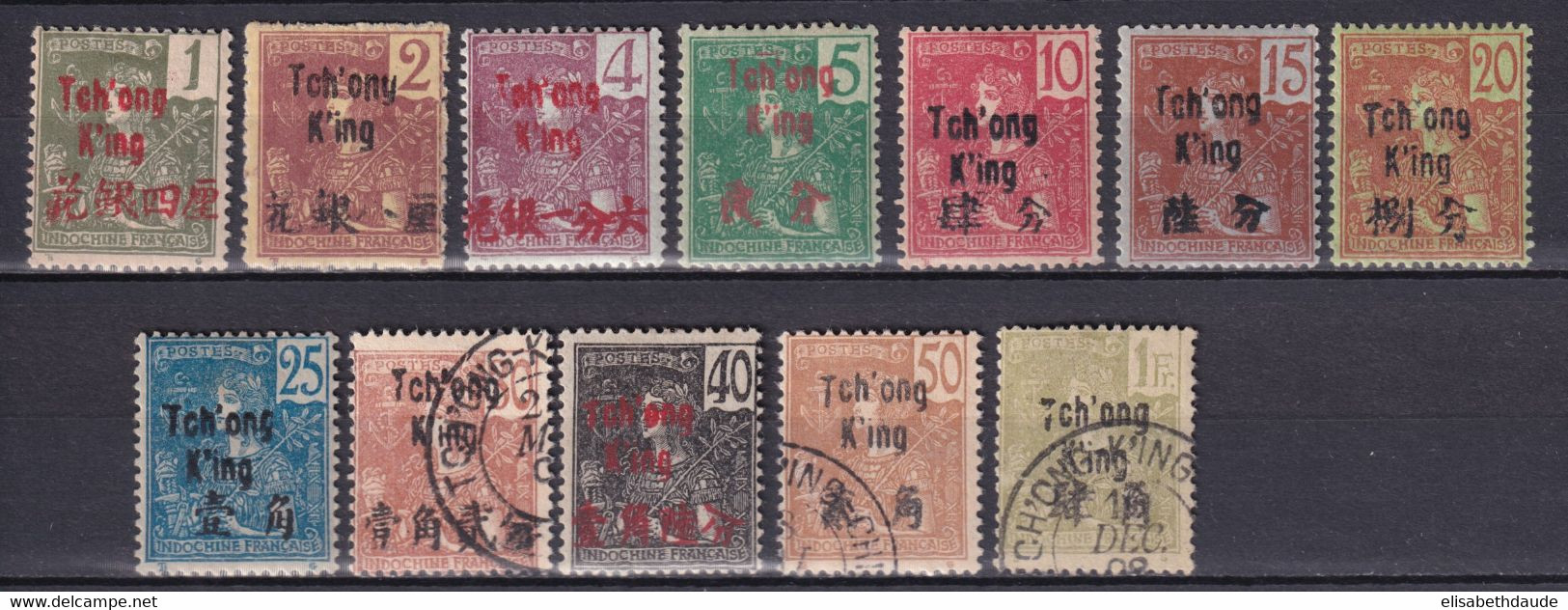 TCHONG KING  (CHINA) - YVERT N°48/56+58/59+61 */OBLITERES MH/Used - COTE 2015 = 97.5 EUR - - Ungebraucht
