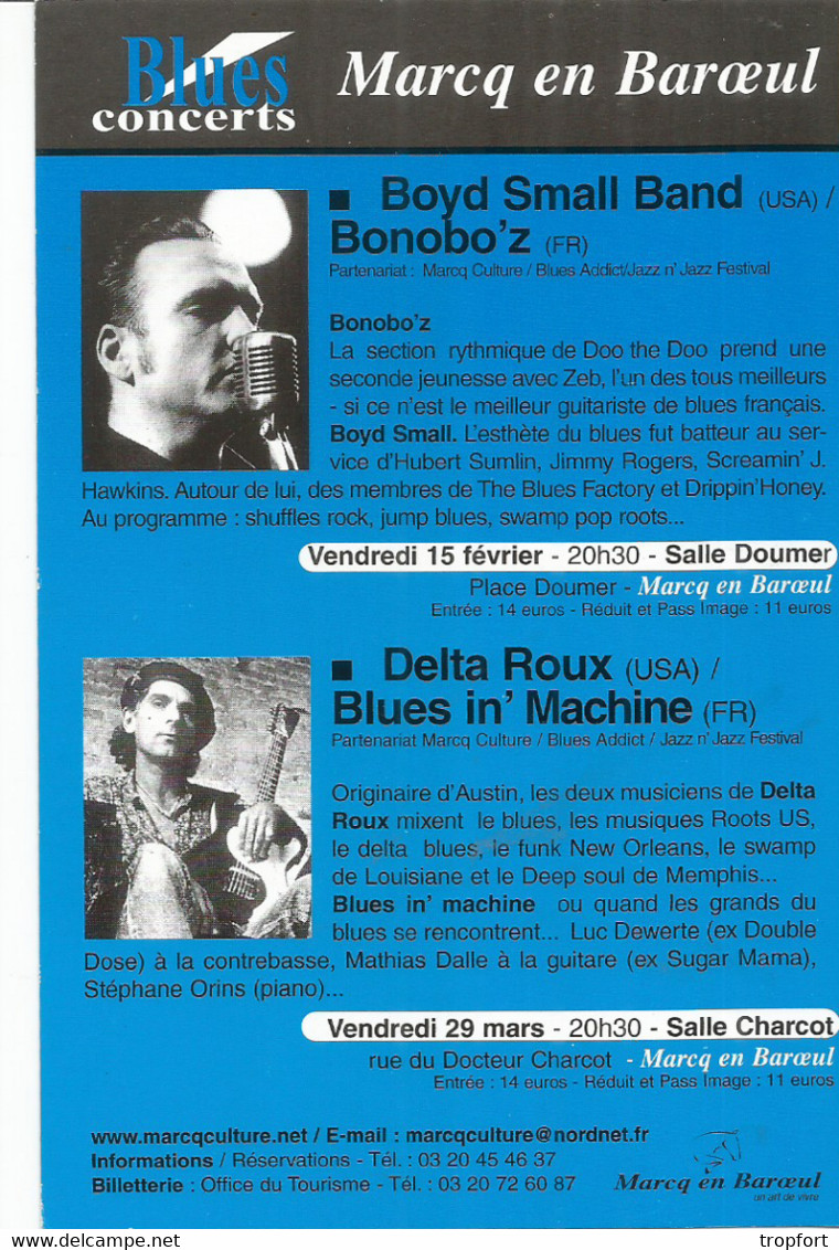 F114 / CARTE Publicitaire Advertising Card Cart' Com CPM Cartcom MARCQ EN BAROEUL Concert Bonobo'z Delta Roux - Marcq En Baroeul