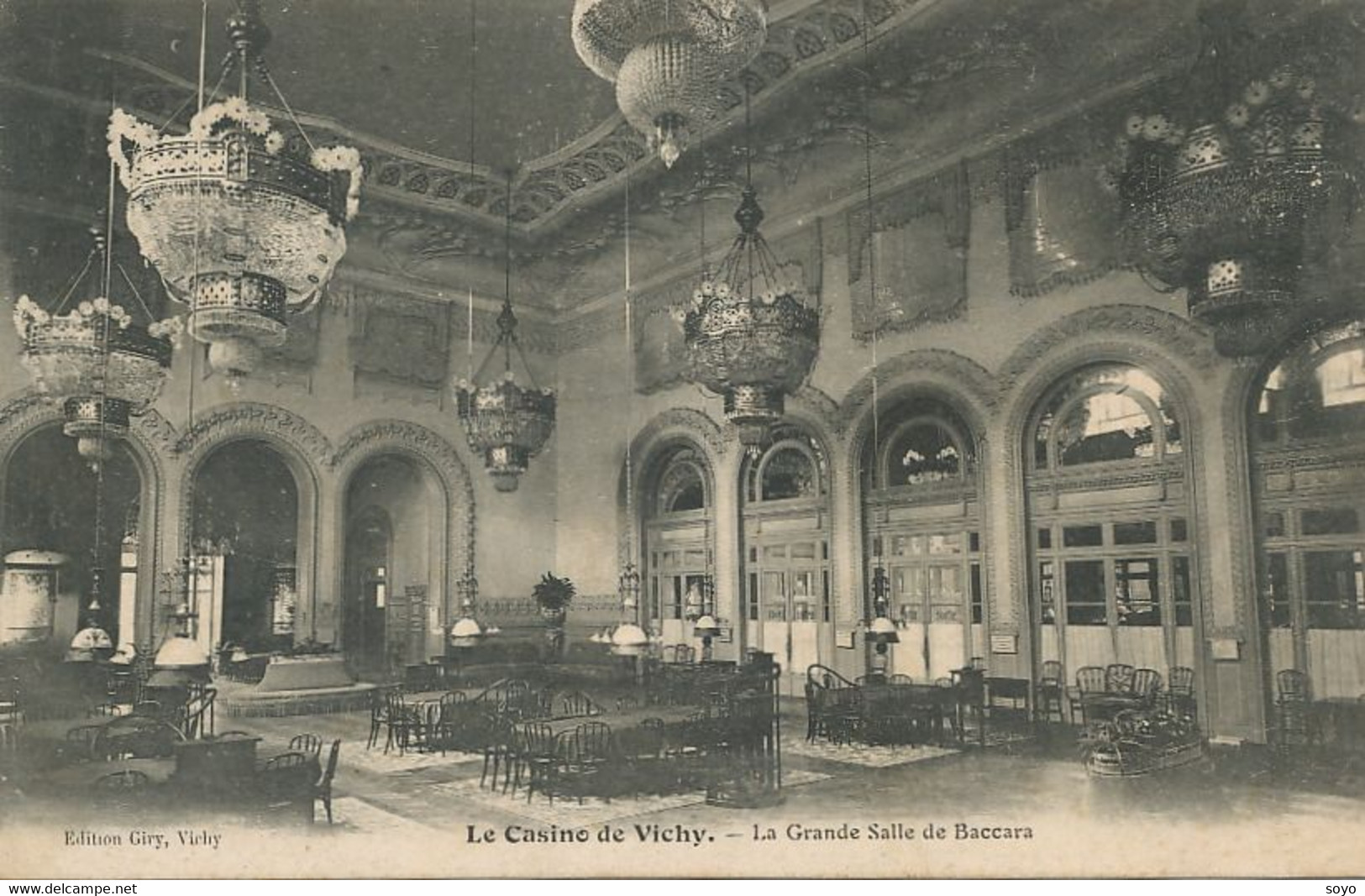 Casino De Vichy Salle De Jeux Baccara Lustre Lampe  Envoi à Bissey Par Busey 71 Cachet Train Cluny à Chalon - Casinos