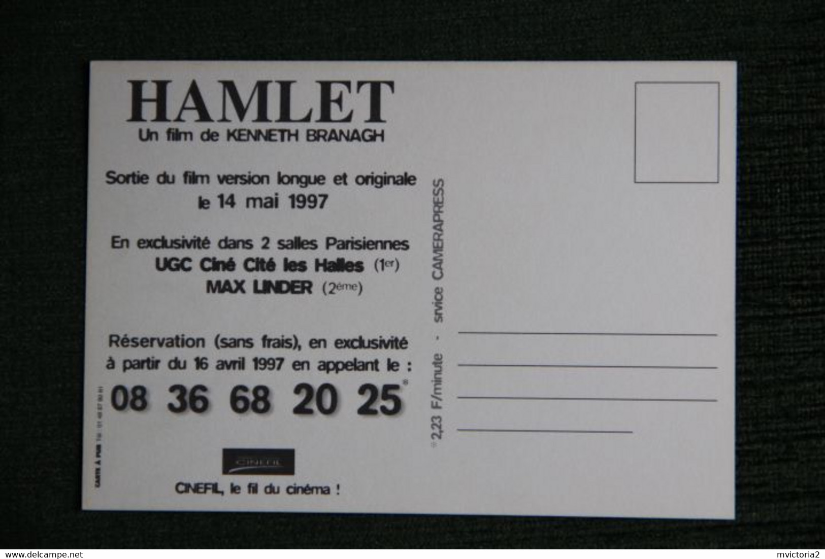 HAMLET ( Sélection Officielle Festival De CANNES 1997 ). - Posters On Cards