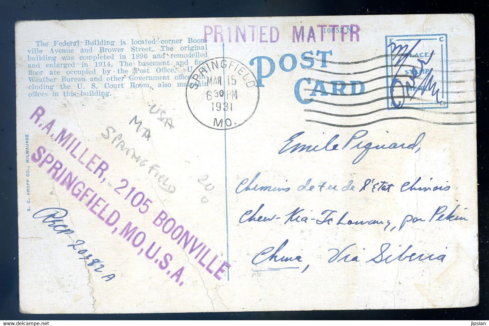 Cpa Du Missouri Springfield , Post Office     AVR21-27 - Springfield – Missouri