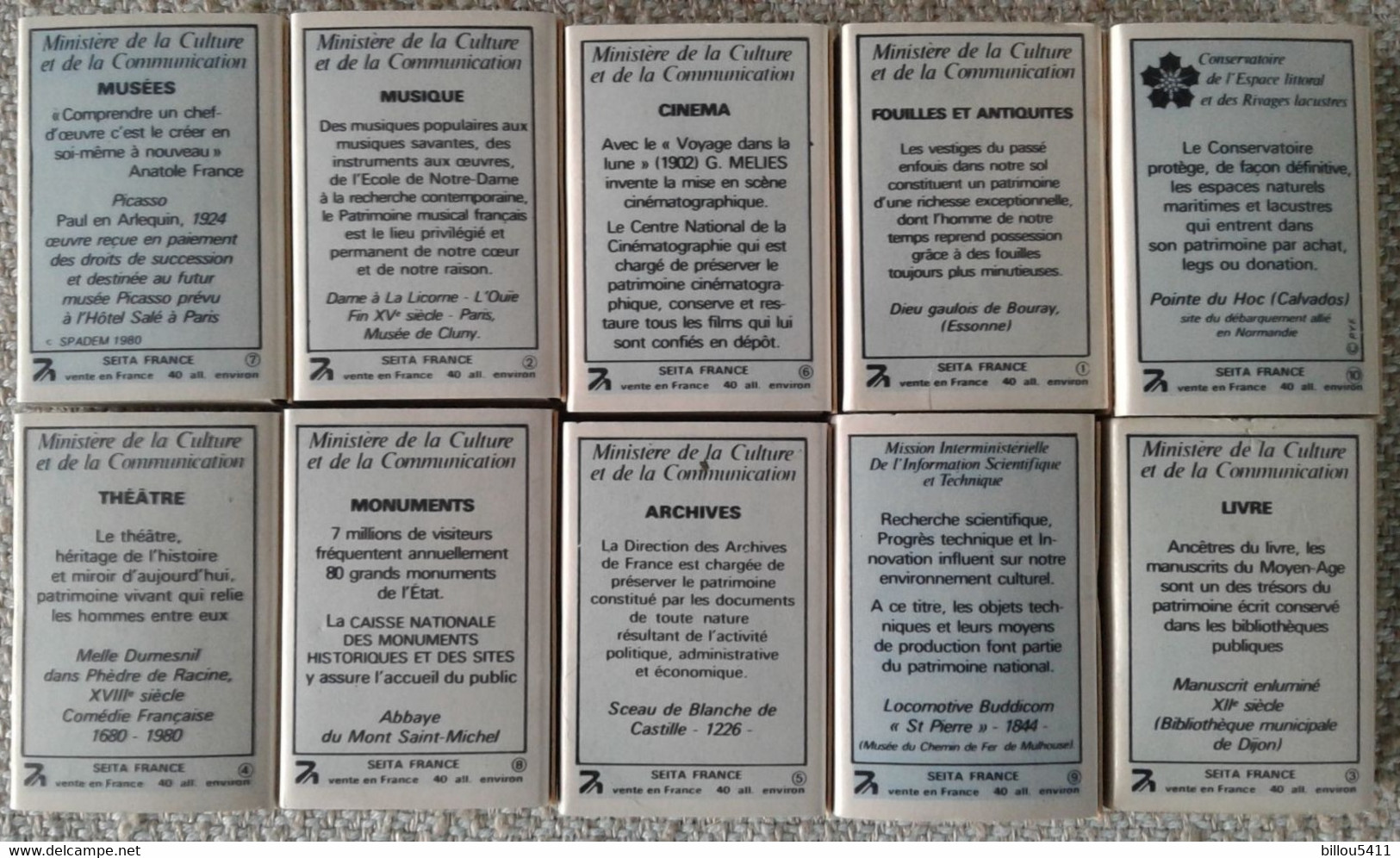 10 Boîtes D'allumettes Serie Complète Année Du Patrimoine - Boites D'allumettes