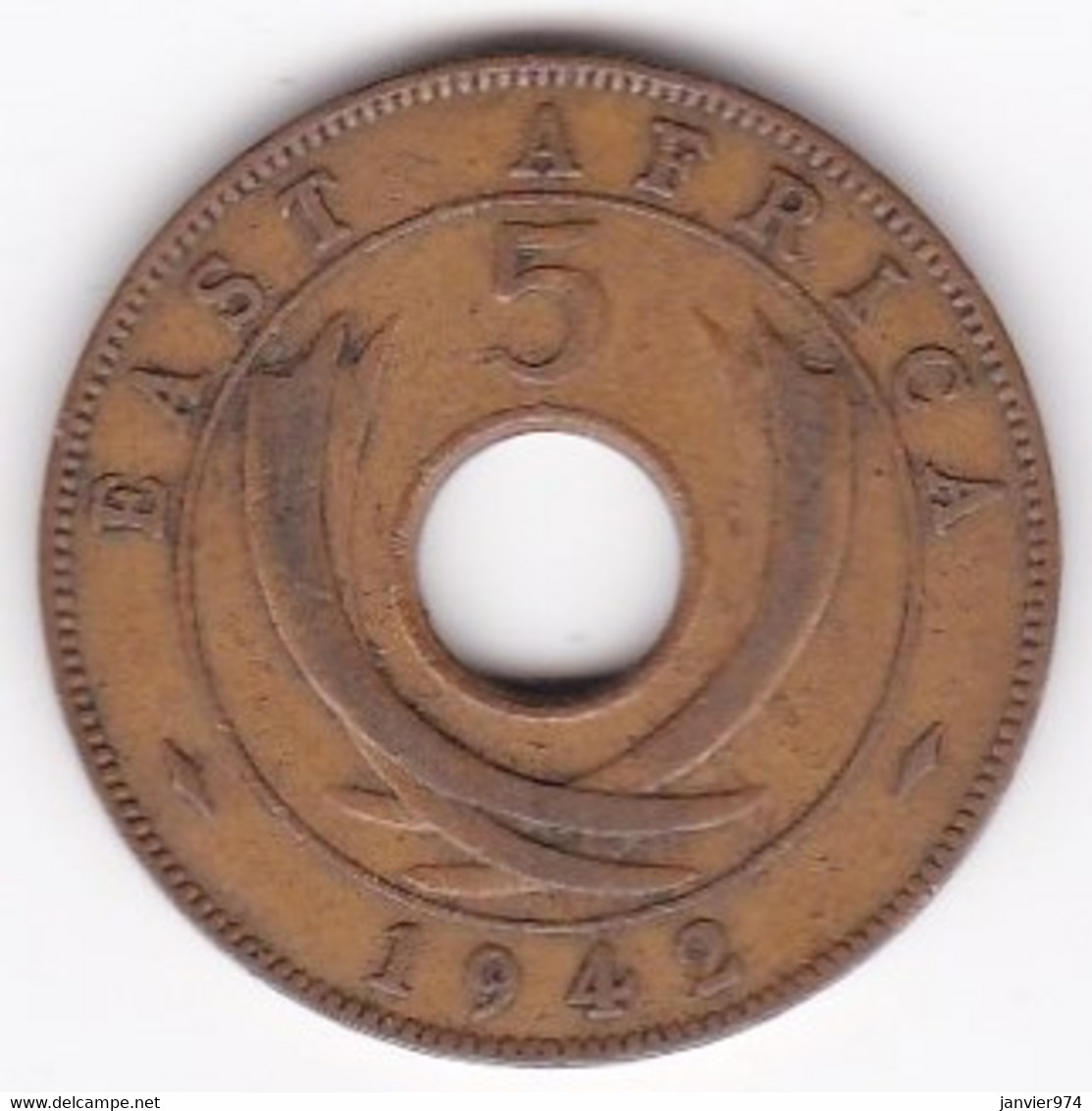 East Africa 5 Cents 1942 George VI, En Bronze , KM# 25 - Colonia Britannica