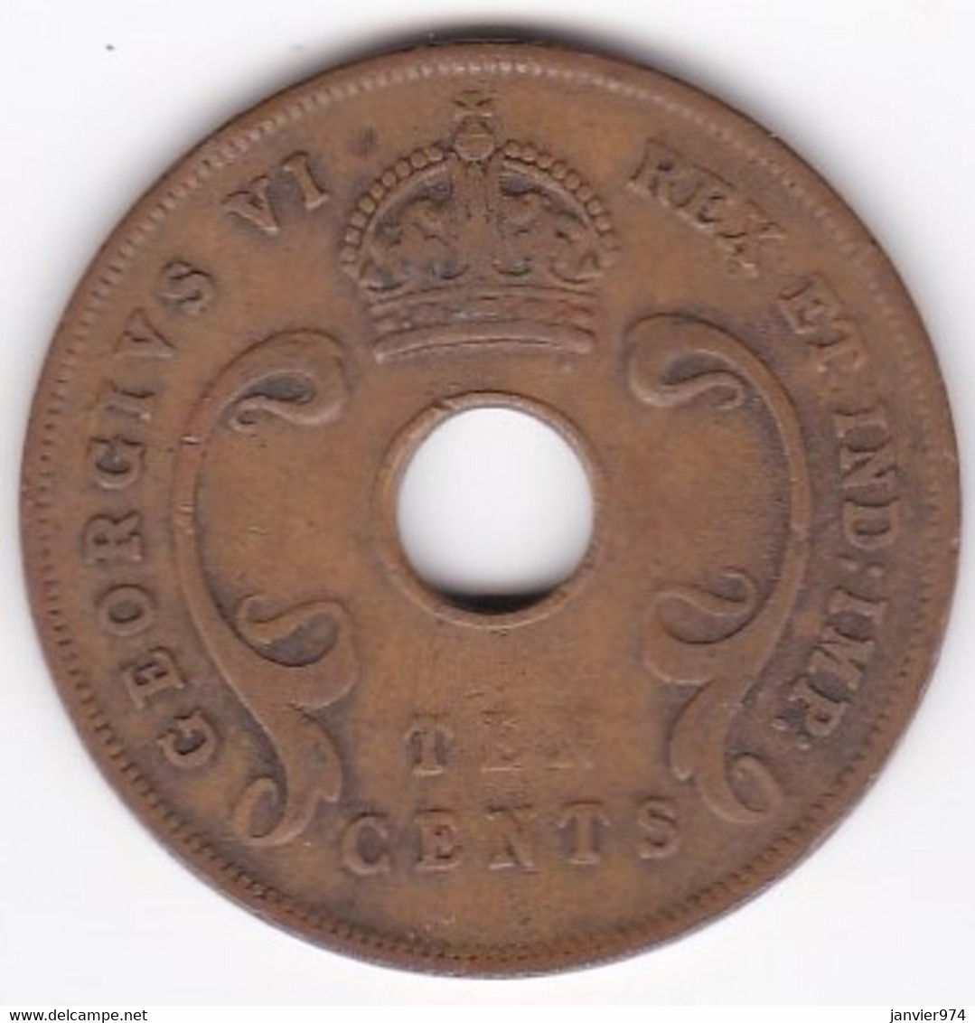 East Africa 10 Cents 1943 George VI, En Bronze , KM# 26 - Britische Kolonie