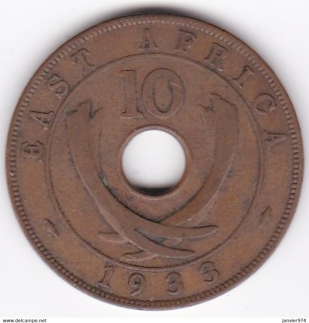 East Africa 10 Cents 1933 George V, En Bronze , KM# 19 - Britse Kolonie