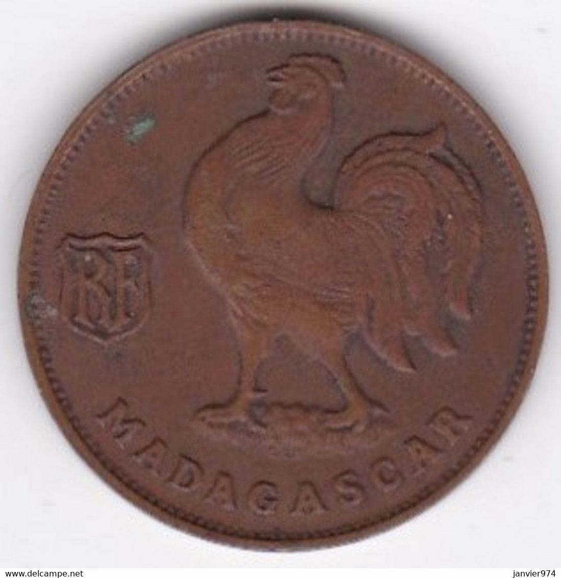 MADAGASCAR. FRANCE LIBRE. 1 Franc 1943. BRONZE, Lec 94 - Madagascar