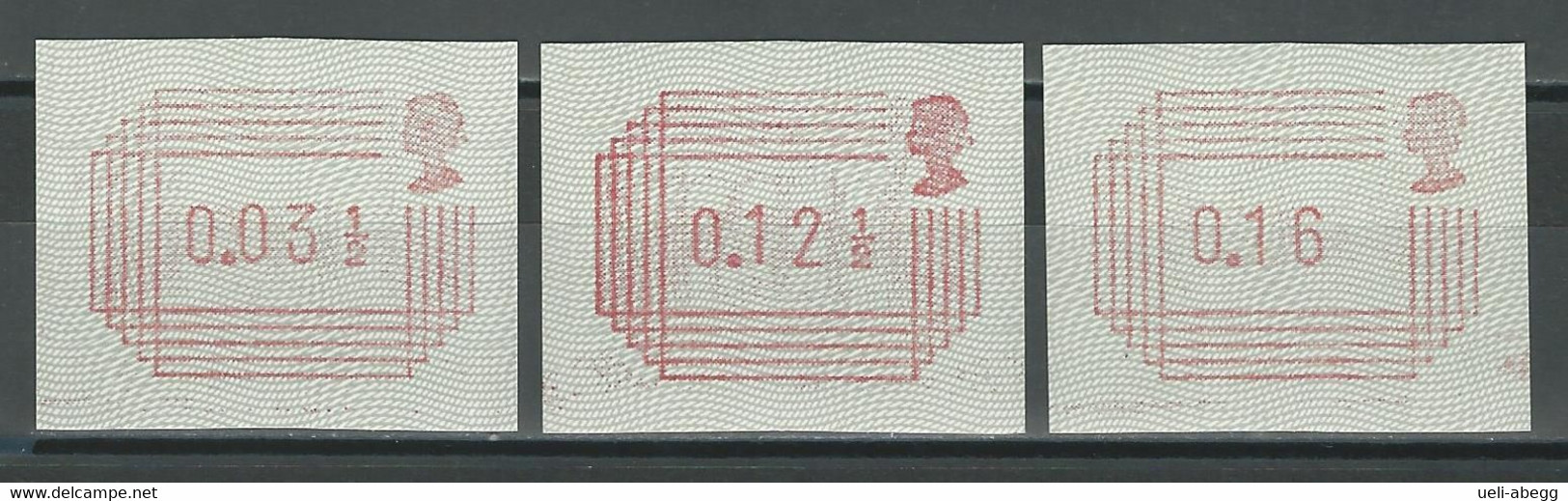 GB SG Postage Labels 1984 Set Of 3, Mi ATM 1 ** MNH - Post & Go Stamps
