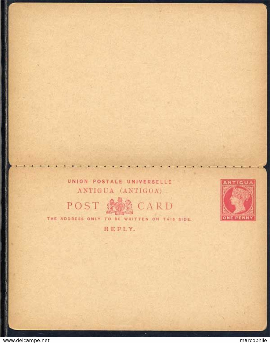 GB - ANTIGUA - QV / ENTIER POSTAL DOUBLE ANCIEN - REPONSE PAYEE (ref 8349a) - Antigua And Barbuda (1981-...)