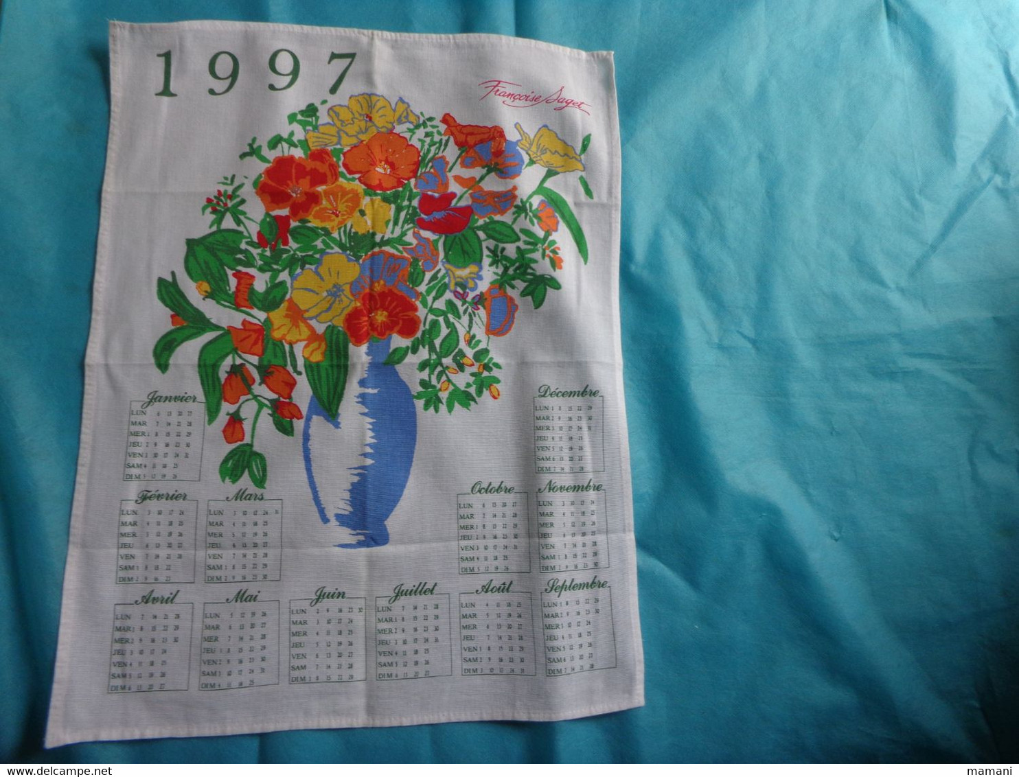 Torchon Calendrier 1997 Bouquet De Fleurs - Sonstige & Ohne Zuordnung