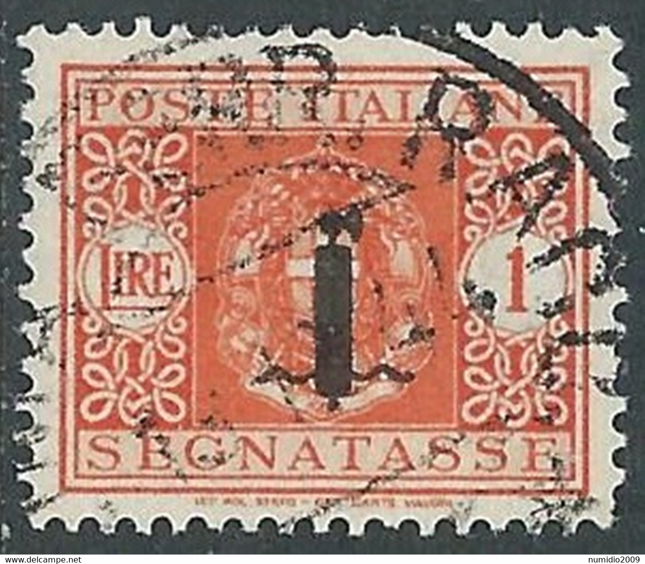 1944 RSI SEGNATASSE USATO 1 LIRA - RE28-10 - Taxe