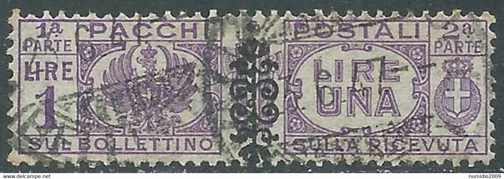 1945 LUOGOTENENZA PACCHI POSTALI USATO 1 LIRA - CZ19-5 - Paketmarken