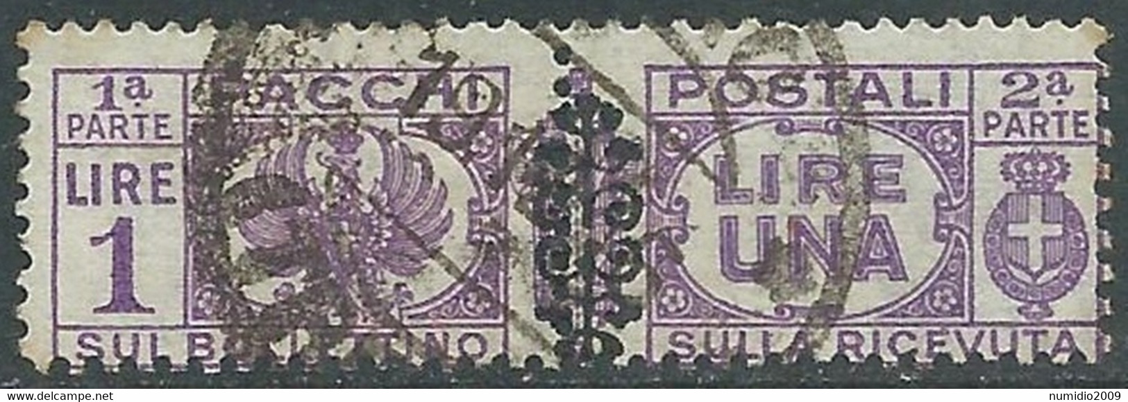 1945 LUOGOTENENZA PACCHI POSTALI USATO 1 LIRA - CZ19-10 - Postpaketten