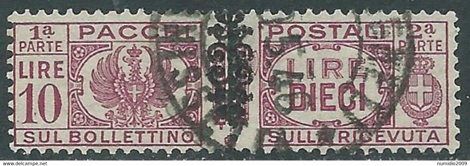 1945 LUOGOTENENZA PACCHI POSTALI USATO 10 LIRE - CZ38-3 - Postal Parcels