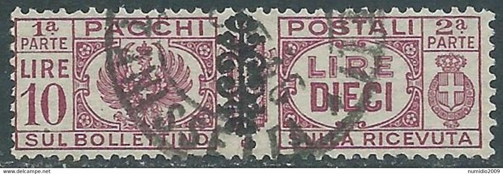 1945 LUOGOTENENZA PACCHI POSTALI USATO 10 LIRE - CZ38-5.2 - Postal Parcels