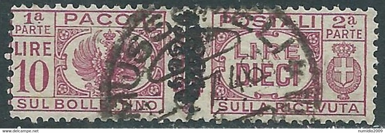 1945 LUOGOTENENZA PACCHI POSTALI USATO 10 LIRE - CZ38-6 - Paketmarken