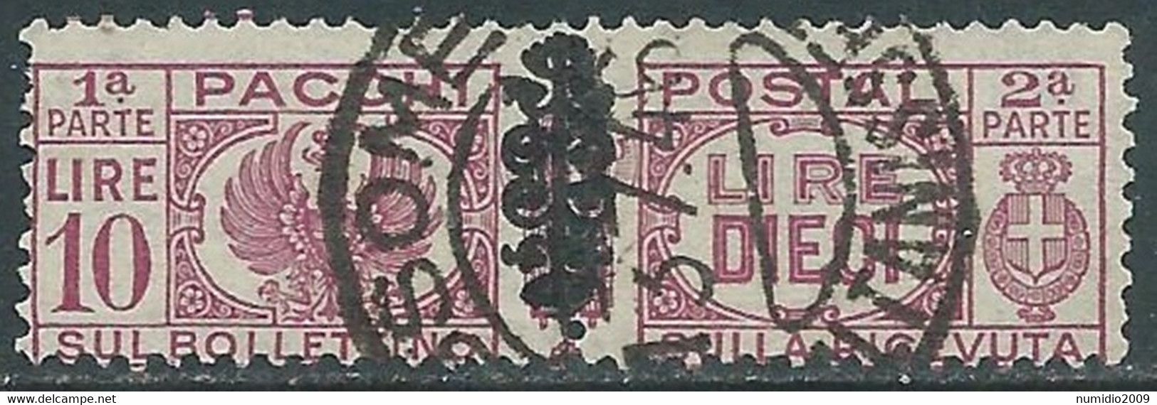 1945 LUOGOTENENZA PACCHI POSTALI USATO 10 LIRE - CZ38-6.2 - Colis-postaux