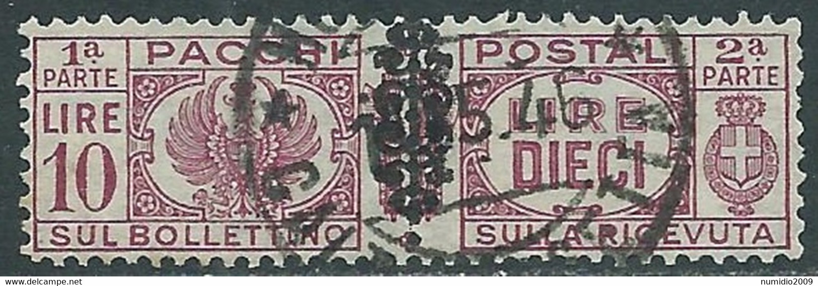 1945 LUOGOTENENZA PACCHI POSTALI USATO 10 LIRE - CZ38-7 - Postpaketten