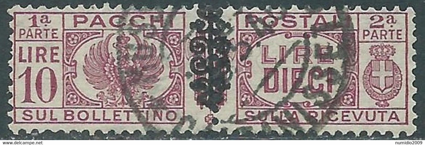 1945 LUOGOTENENZA PACCHI POSTALI USATO 10 LIRE - CZ38-8 - Paketmarken