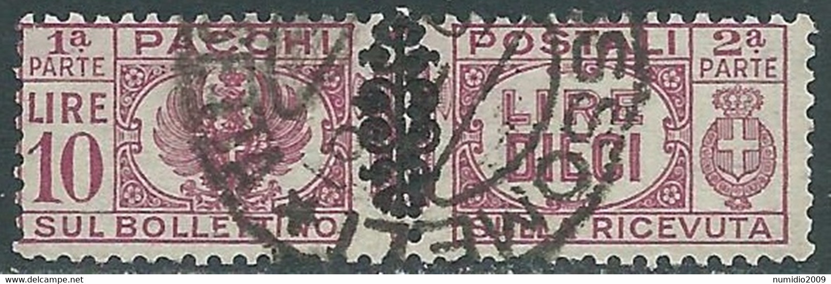 1945 LUOGOTENENZA PACCHI POSTALI USATO 10 LIRE - CZ38-8.2 - Postal Parcels