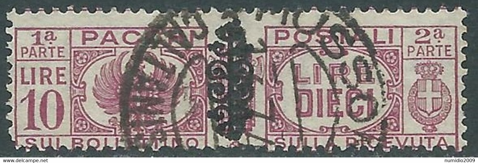 1945 LUOGOTENENZA PACCHI POSTALI USATO 10 LIRE - CZ38-9 - Colis-postaux