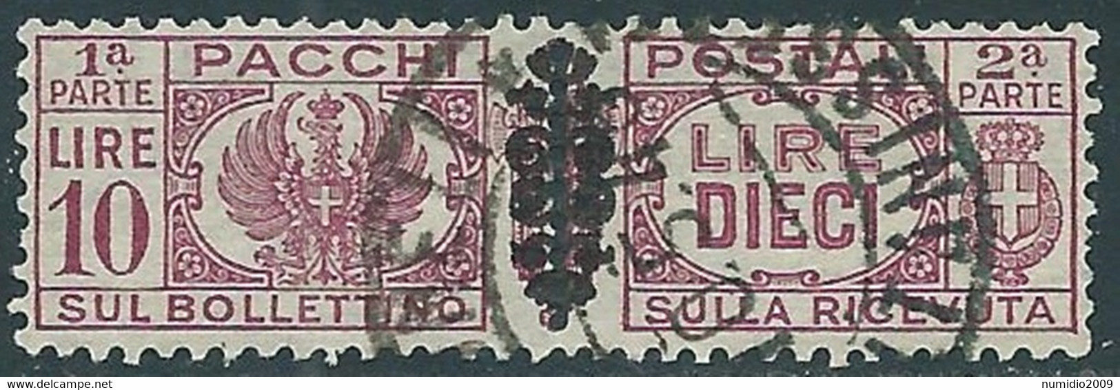 1945 LUOGOTENENZA PACCHI POSTALI USATO 10 LIRE - CZ38-9.2 - Paketmarken