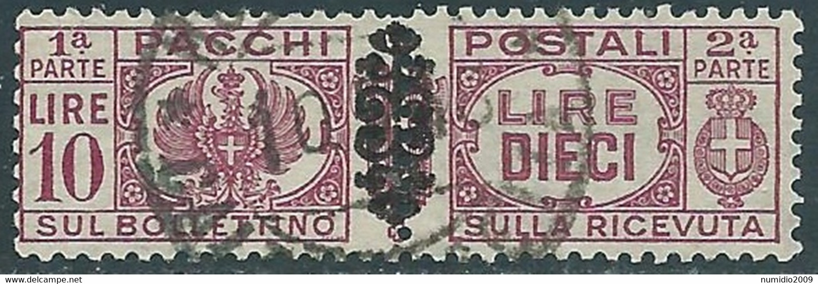 1945 LUOGOTENENZA PACCHI POSTALI USATO 10 LIRE - CZ44-6 - Postal Parcels