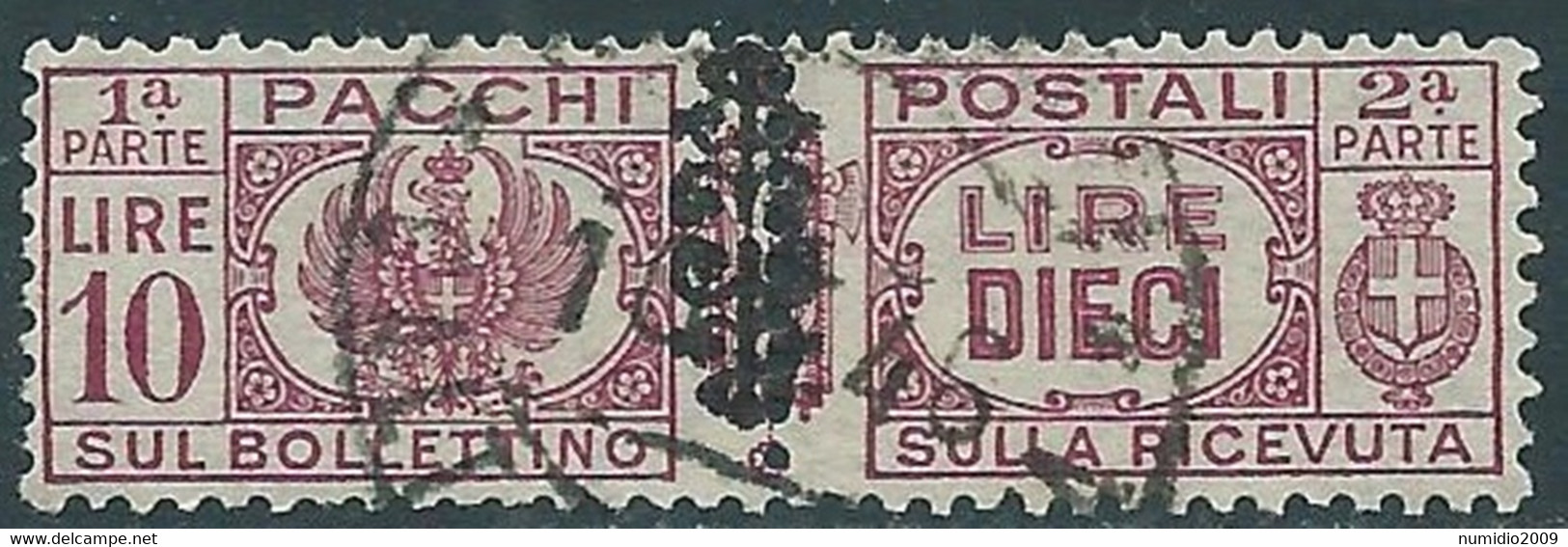 1945 LUOGOTENENZA PACCHI POSTALI USATO 10 LIRE - CZ44.3 - Postal Parcels