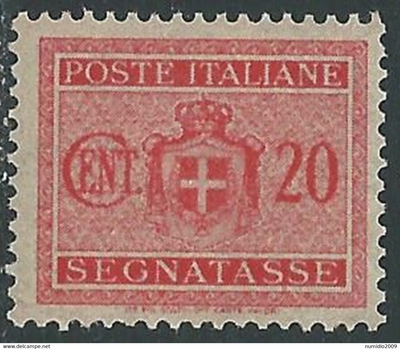 1945 LUOGOTENENZA SEGNATASSE 20 CENT SENZA FILIGRANA MNH ** - RE20-8 - Portomarken