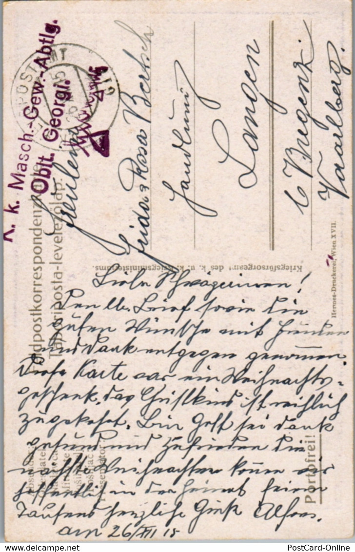 11072 - Militaria - Künstlerkarte , 1915 , Franz Kuderna , K. U. K. Masch. Gew. Abteilung , Feldpost - Gelaufen 1915 - Kuderna