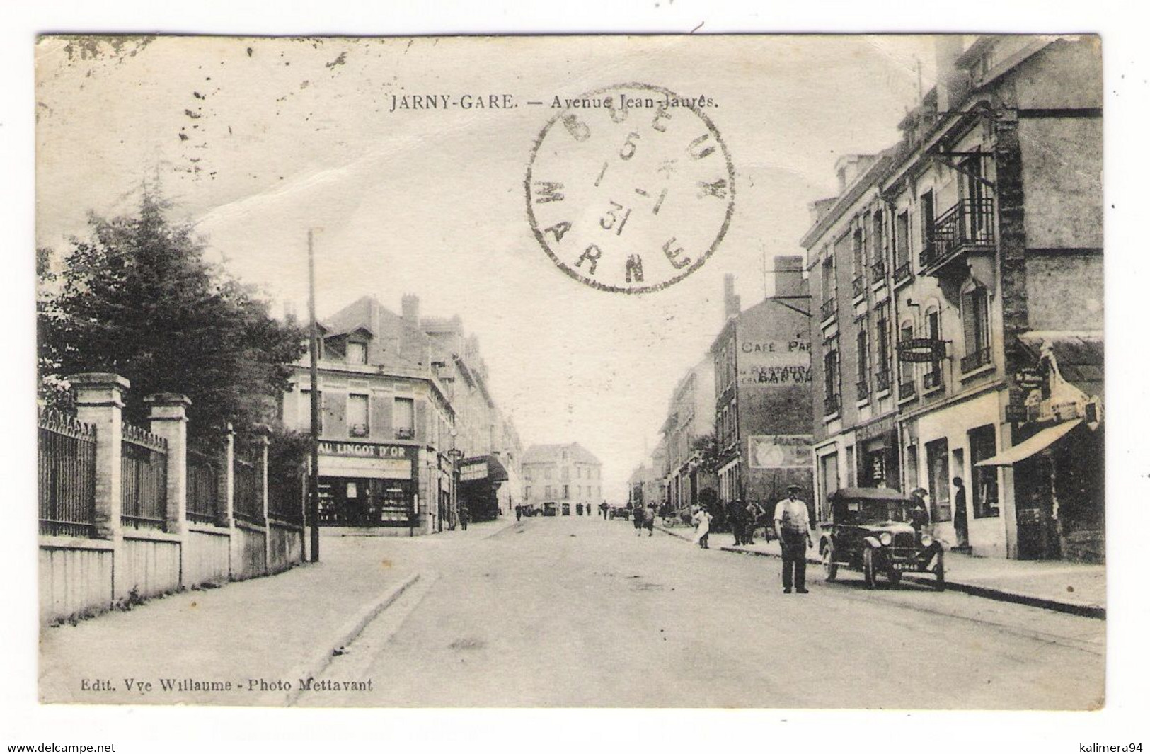 MEURTHE-ET-MOSELLE / JARNY-GARE / AVENUE JEAN JAURÈS ( Automobile 1900 ) /  Adressée à La GENDARMERIE De GUEUX, MARNE - Jarny