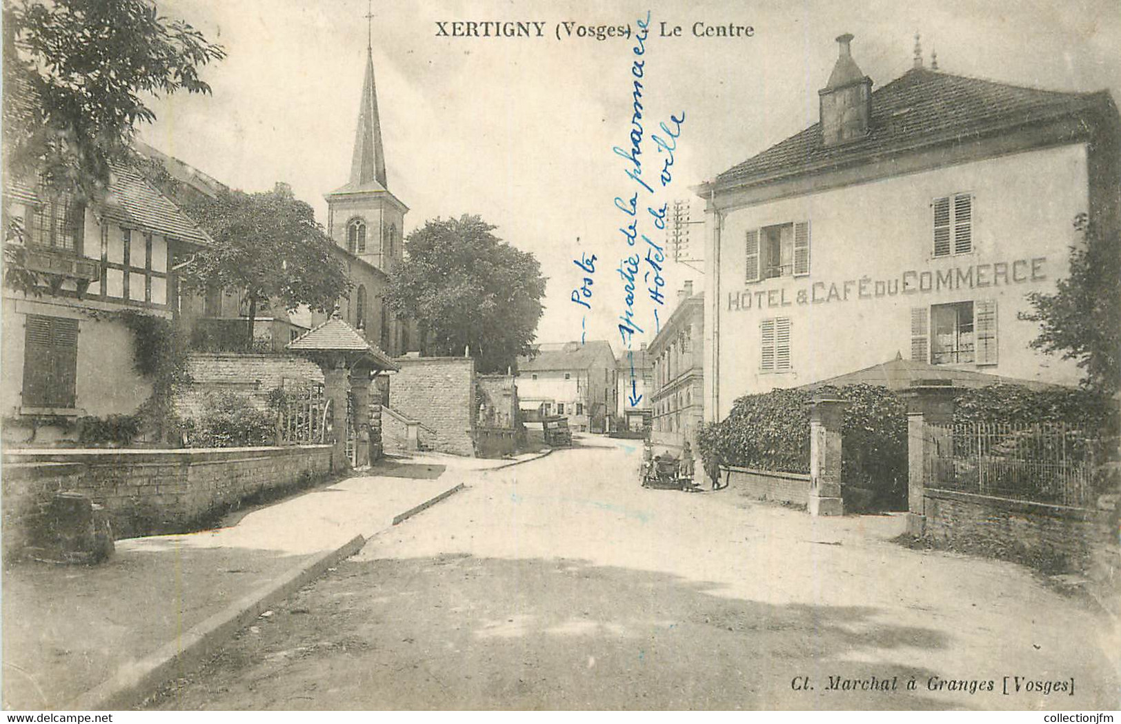 CPA FRANCE 88 " Xertigny, Le Centre, Hotel Et Café Du Commerce" - Xertigny