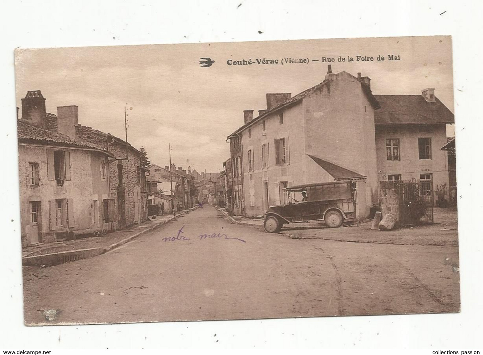 Cp, 86 , COUHE-VERAC , Rue De La Foire De Mai , Automobile , Camion ,écrite - Couhe